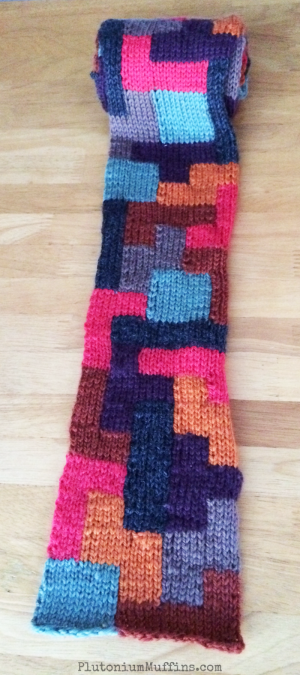 Rolled up Tetris Scarf.