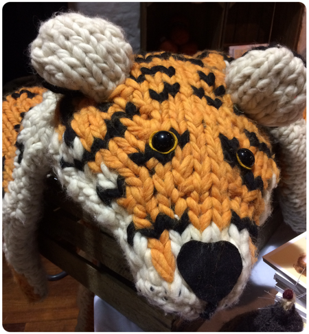 A gigantic tiger which you can knit using the pattern in Sincerely Louise's book.