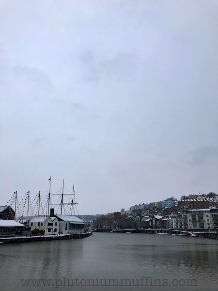 The SS Great Britain looking back the way I'd come. The coloured houses of Clifton are on the hill.