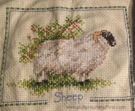 A finished sheep cross stitch!