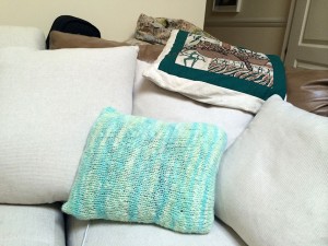 The Sherbert Cushion on our new sofa.