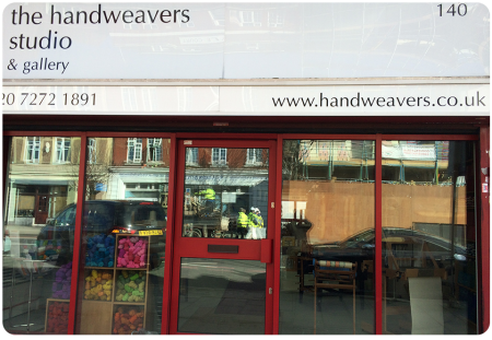 The Handweavers Studio as you approach (complete with reflection of workmen!)