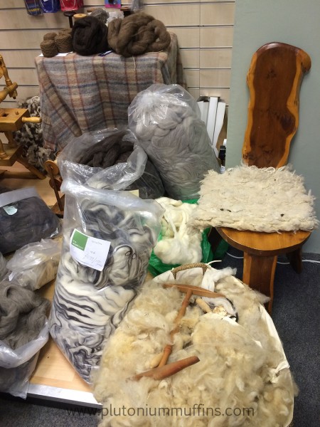 Wool products, spinning chair, roving...all the nice things!