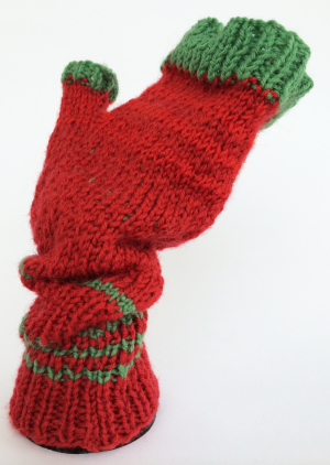 Palm-up Space Invader Mitts.