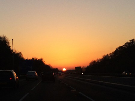 Sunset over Somerset as we head home.