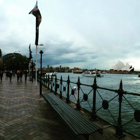 Sydney Harbour Bridge to the left - the opera house to the right.