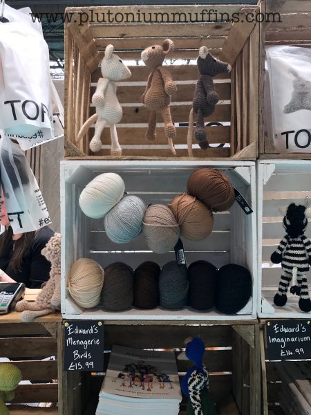 The Toft stand with beautiful yarn and samples.