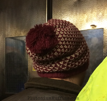 Men's Knits - a random strange on the tube wearing a knitted hat.