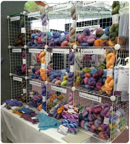 Cages full of hand-painted yarns.