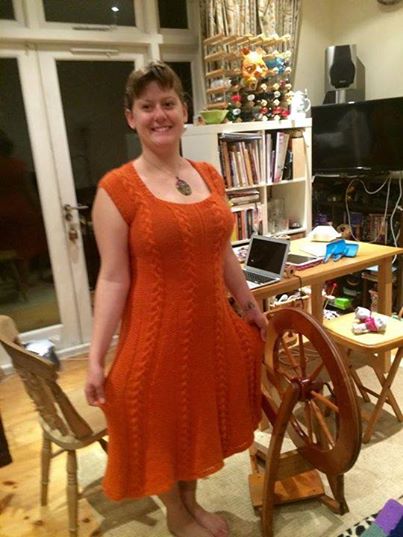 Wearing the dress in our lovely (tidy!) flat...