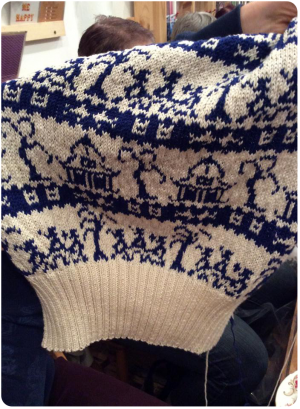 An incredible willow pattern fairisle jumper (photo copyright Summer Mughrabi)