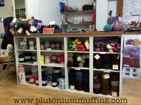 The yarns on the right of the till are handspun and speciality yarns from the Natural Fibre Company.