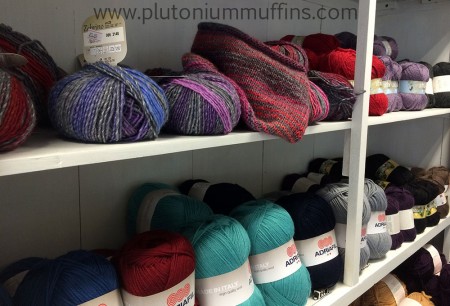 Double knitting yarns in the Bluestocking Wool Shop.