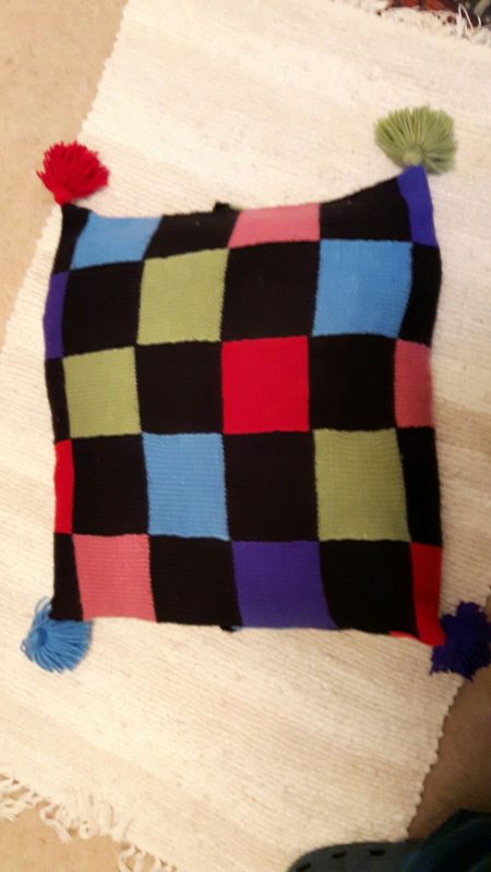 One of the first things I ever knitted! A patchwork pillow that has received a lot of appreciation over the years.